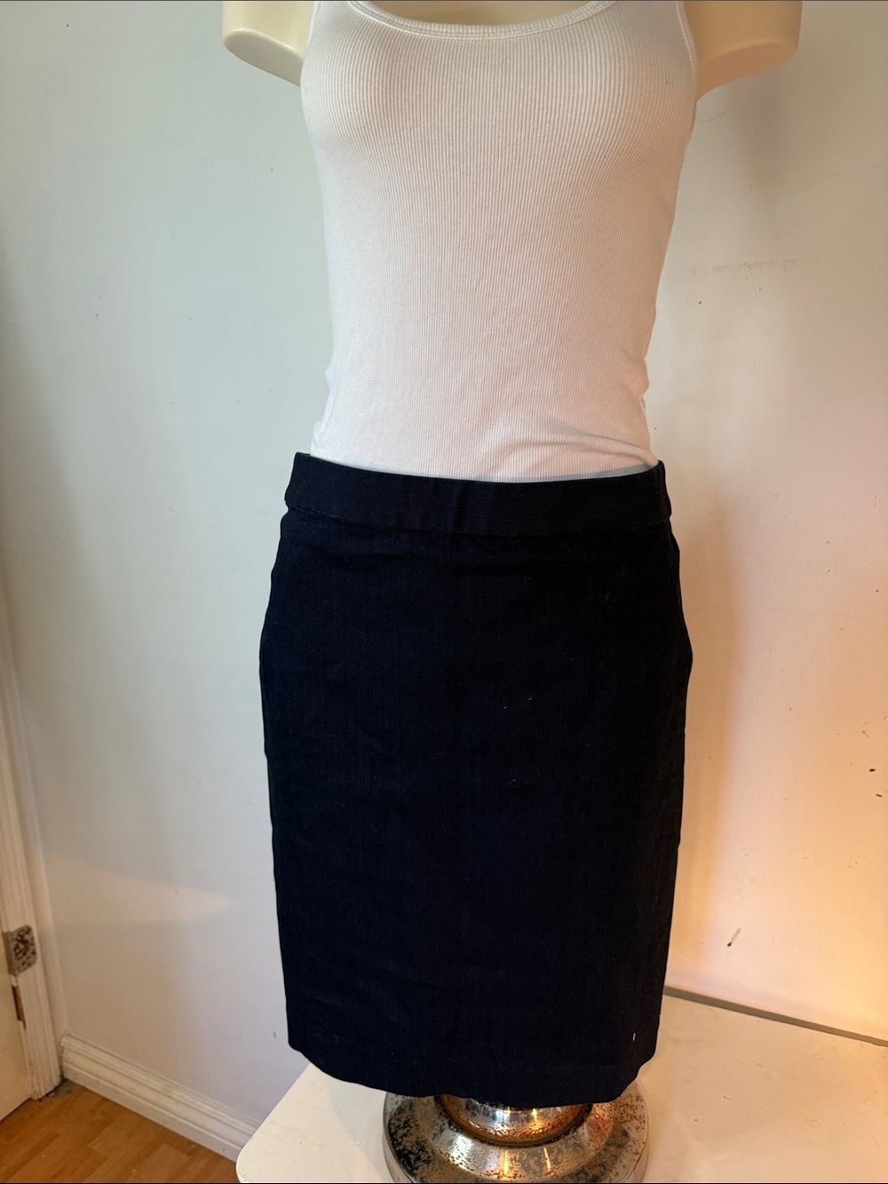 LOFT Dark Blue Straight Stretch Denim Pencil Skirt
